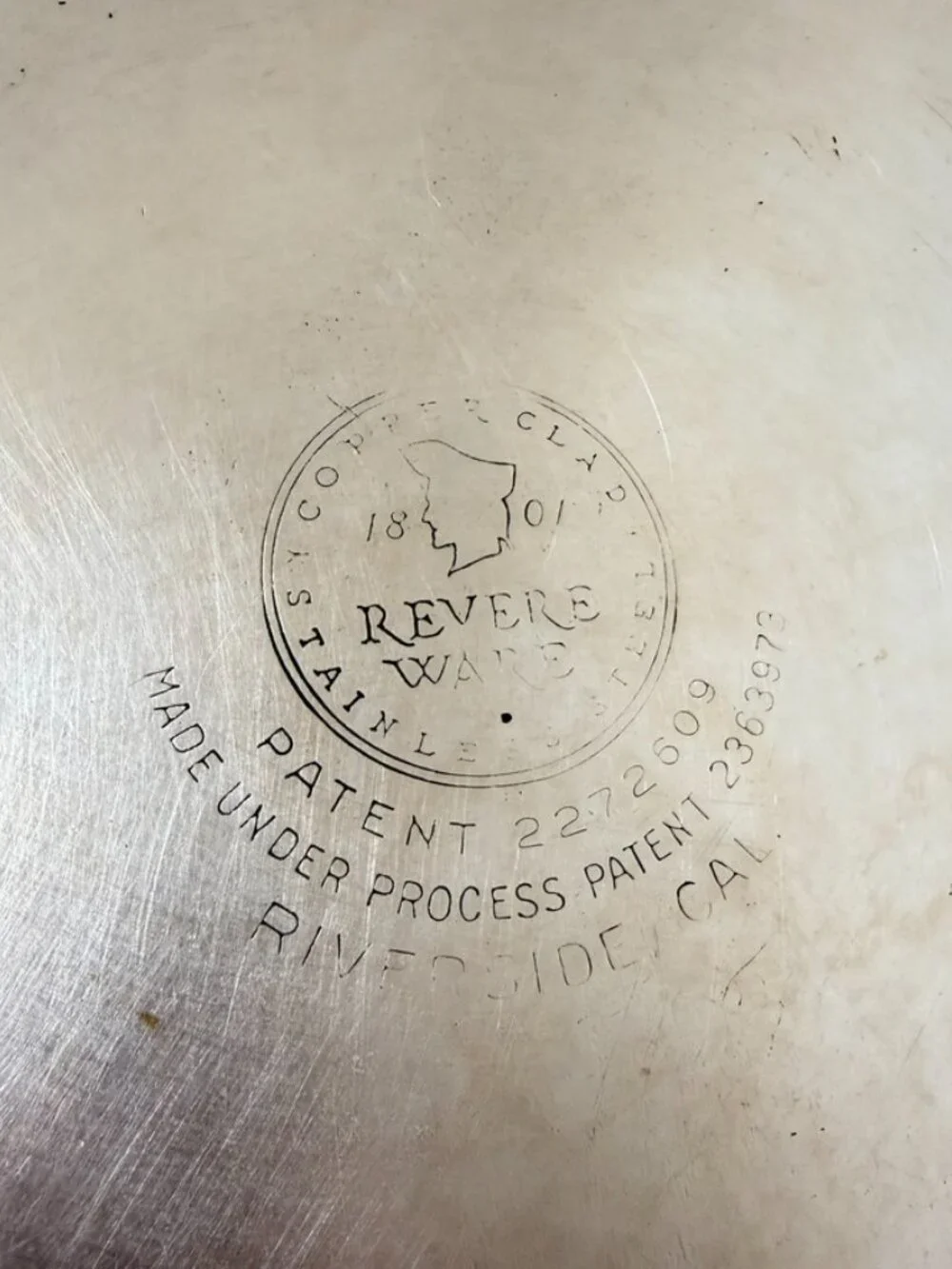 VTG Revere Ware Pre '68 12in Skillet Frying Pan Copper Clad Riverside *NO Lid